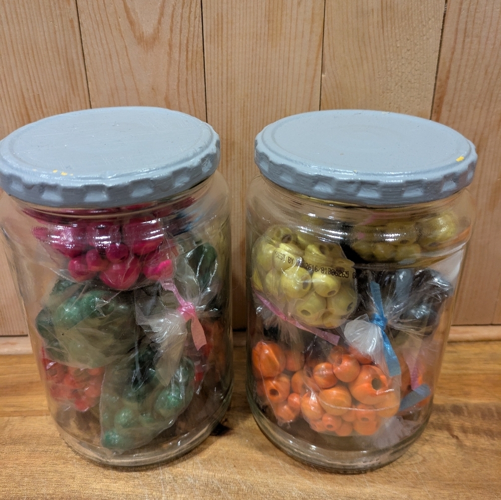 Glass Jar Jewelry Organizer with Gray Lid
